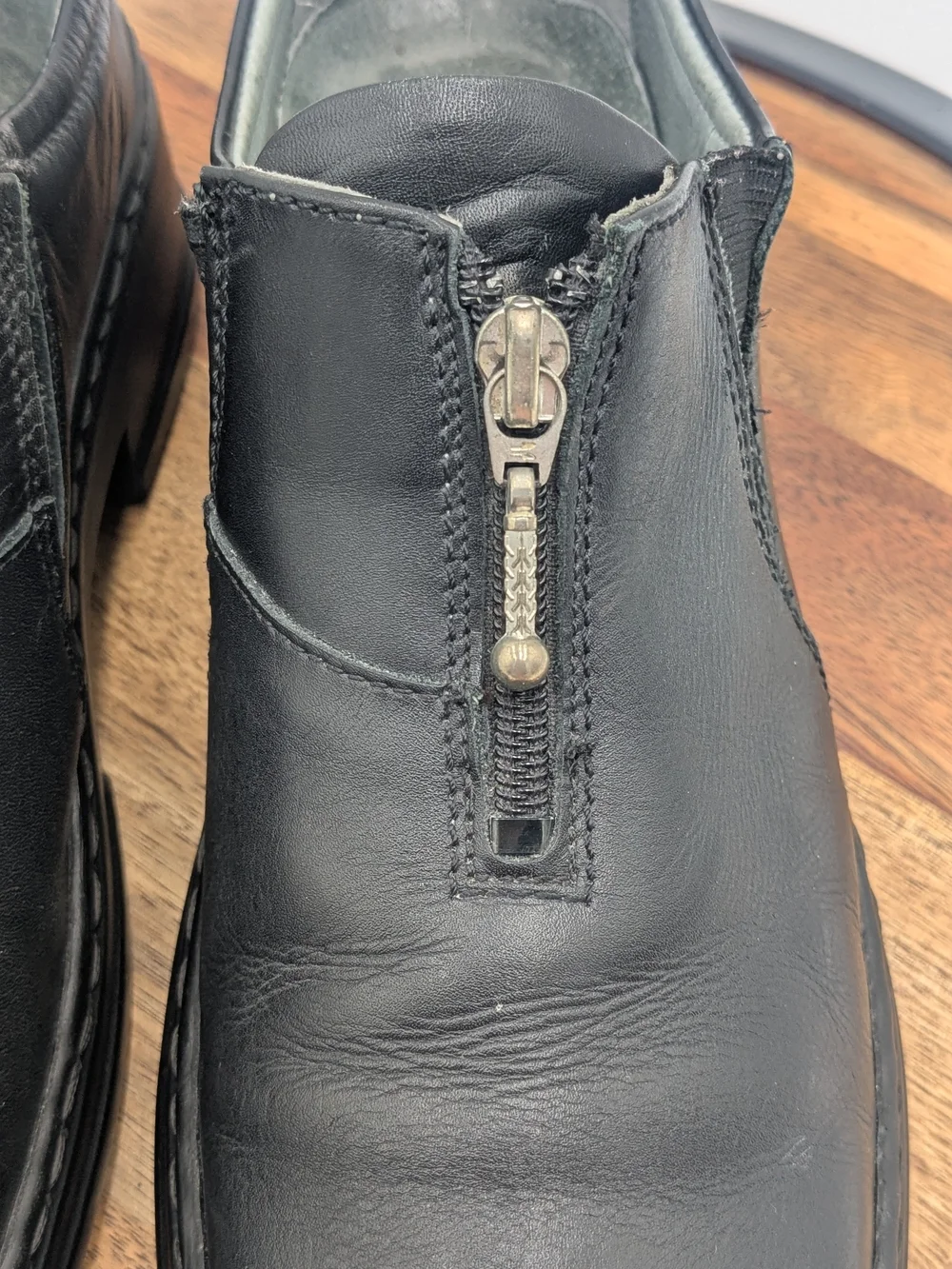 Josef Seibel Black Leather Front Zip Comfort Shoes Size 40